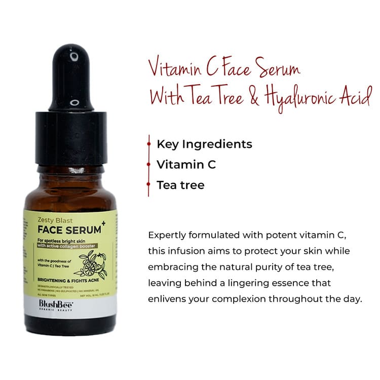 Vitamin C Face Serum with Tea Tree & Hyaluronic acid - Mini pack - BlushBee Organic Beauty #