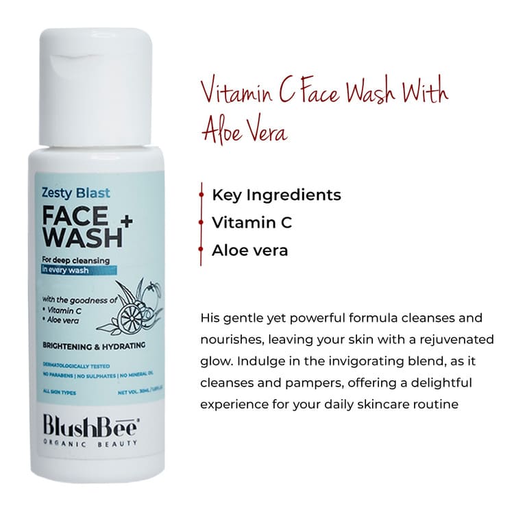 Vitamin C Face Wash with Aloe vera - Mini pack - BlushBee Organic Beauty #