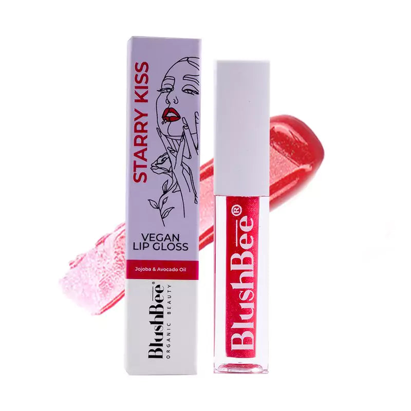 Vegan lip gloss with Vitamin E & jojoba oil - BlushBee Organic Beauty #