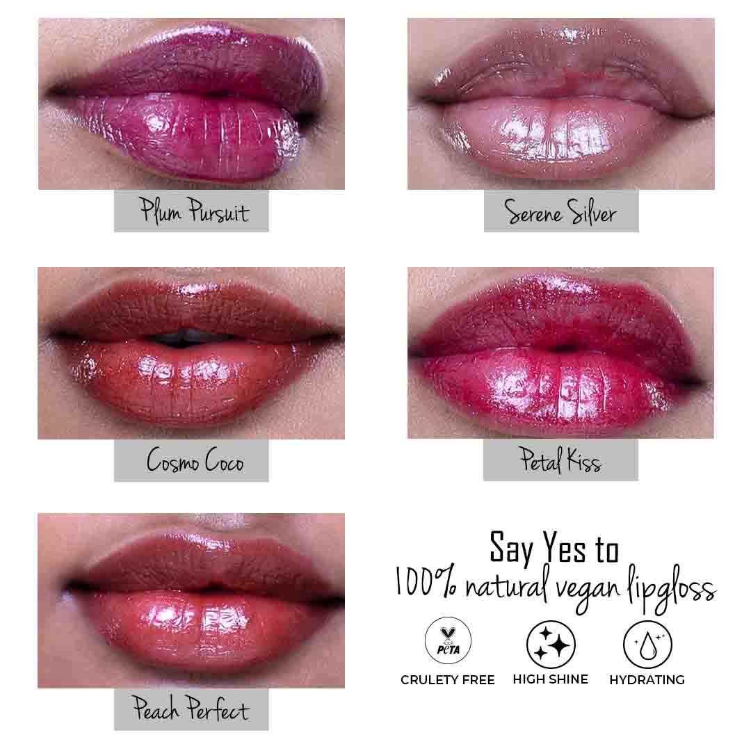 Vegan Lip Gloss With Vitamin E & Jojoba Oil - Buy 1 Get 1 Free